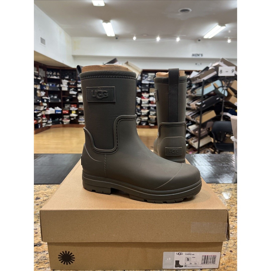 UGG Women's Droplet Mid Rainboot Forest Night Green NEW w/Box Size 5 US