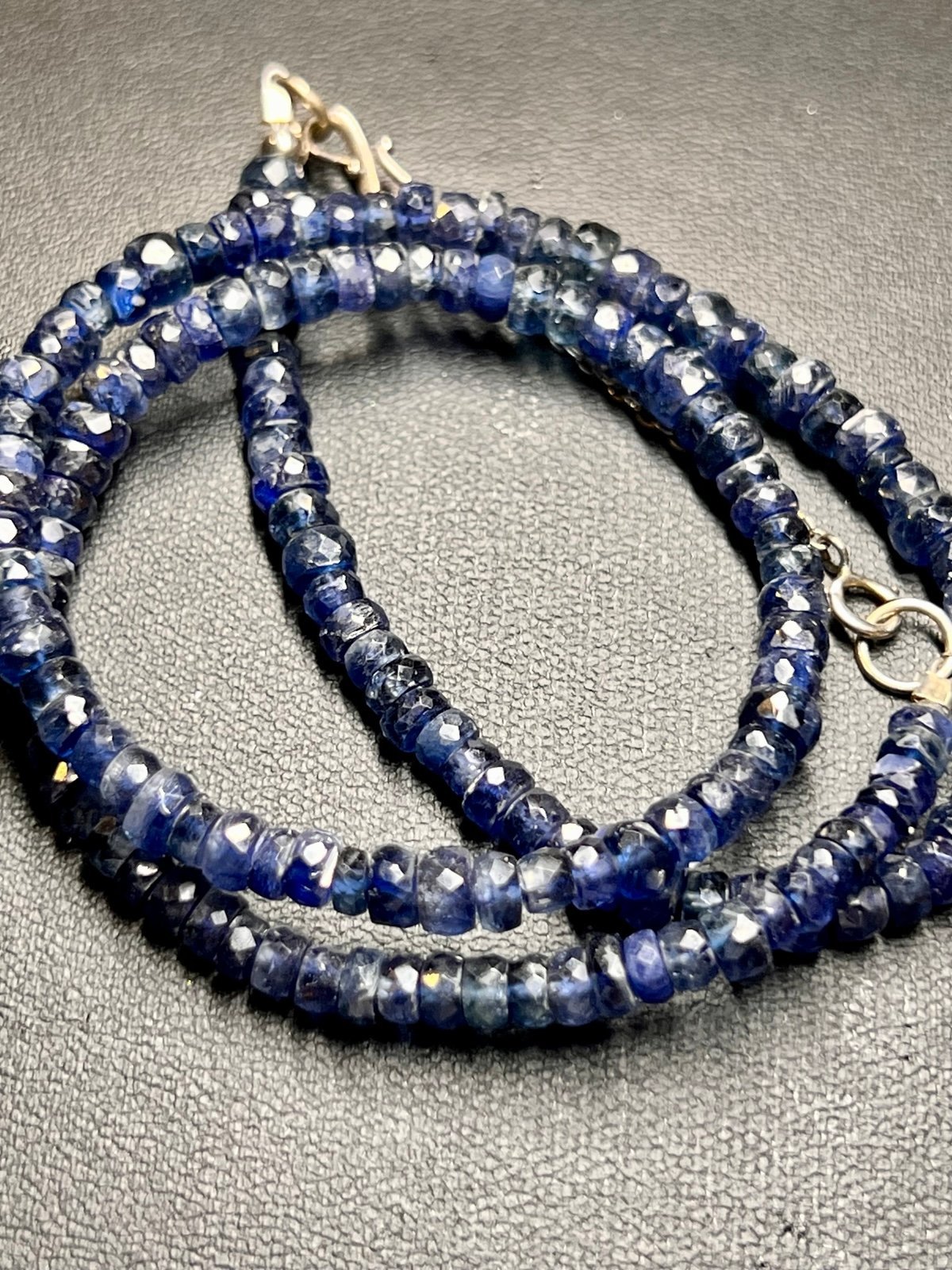 Authentic Sapphire gemstones 4-5mm and sterling silver lobster clasp +extender