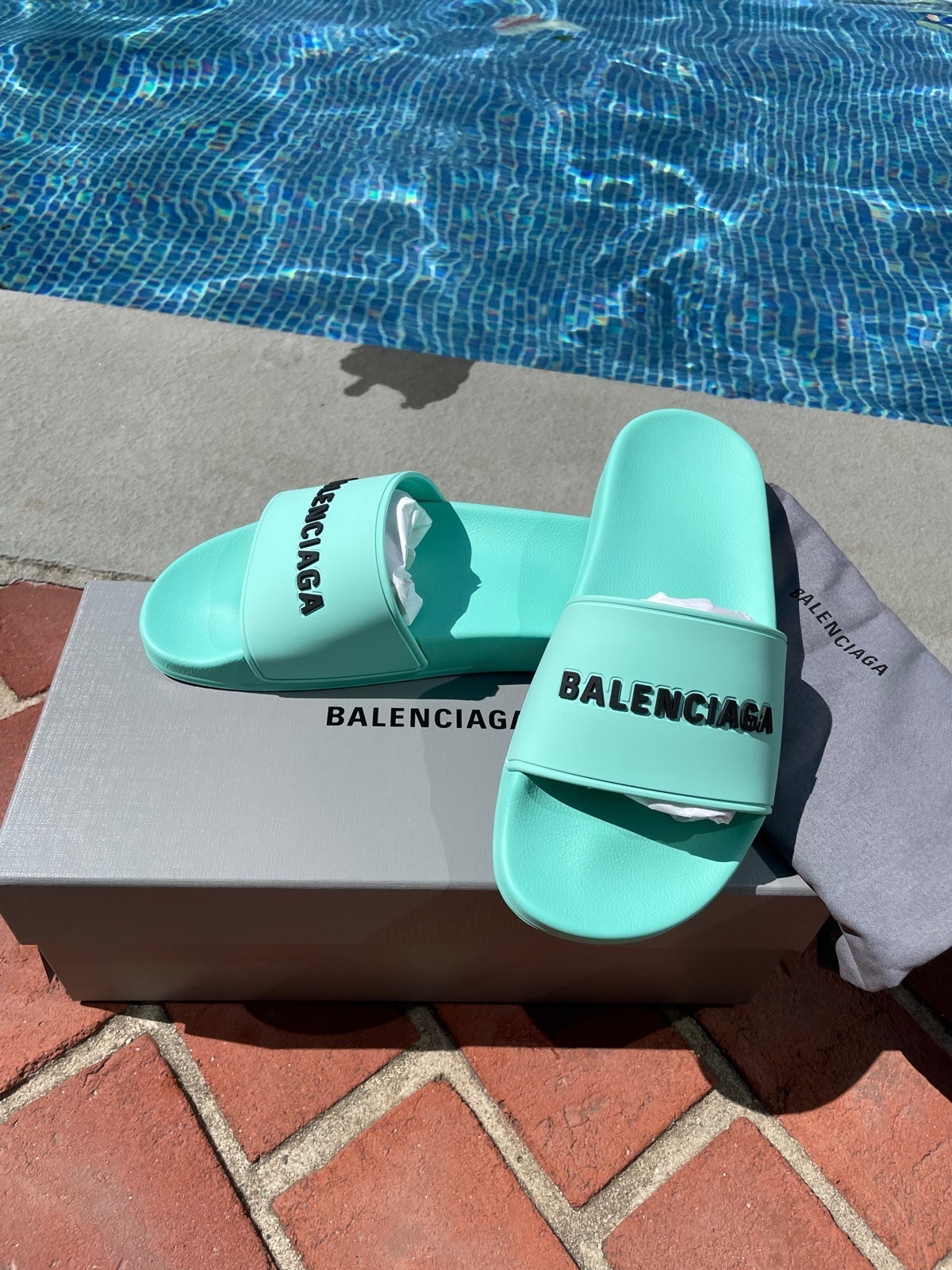Balenciaga Pool Slides Mint