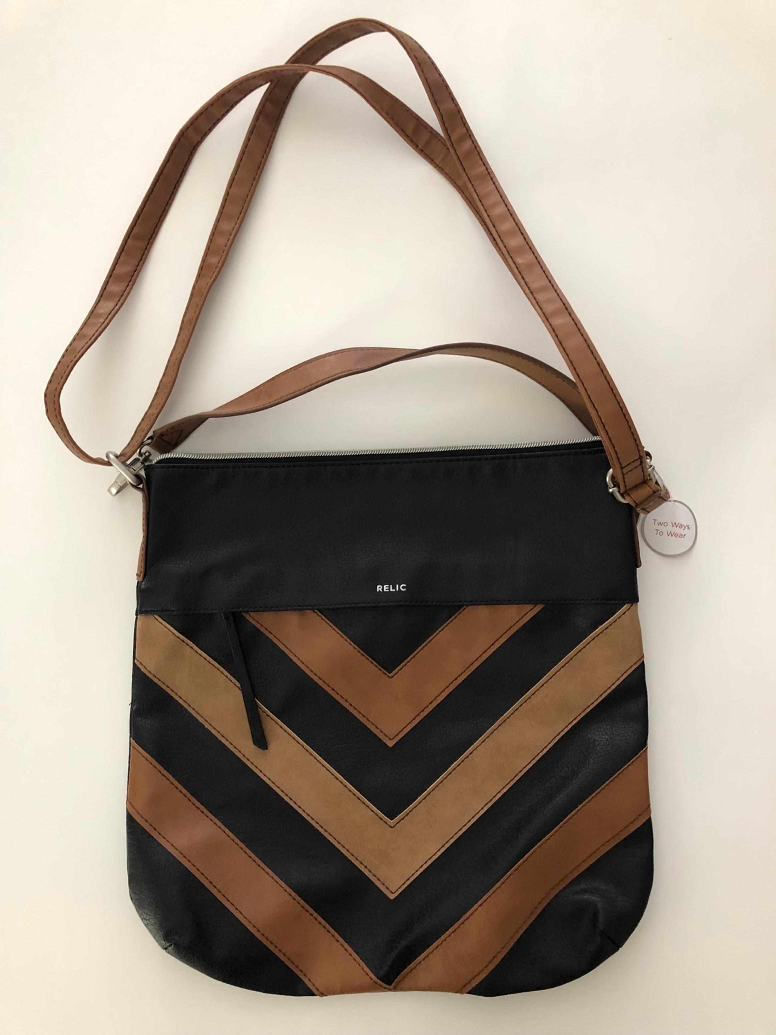 Rellic Sophia Black/Brown Crossbody Convertible Purse New