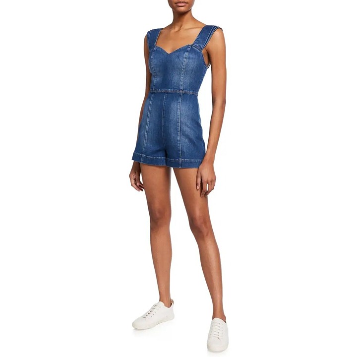 Alice + Olivia Denim Sweetheart Neckline Romper Women's Size 27