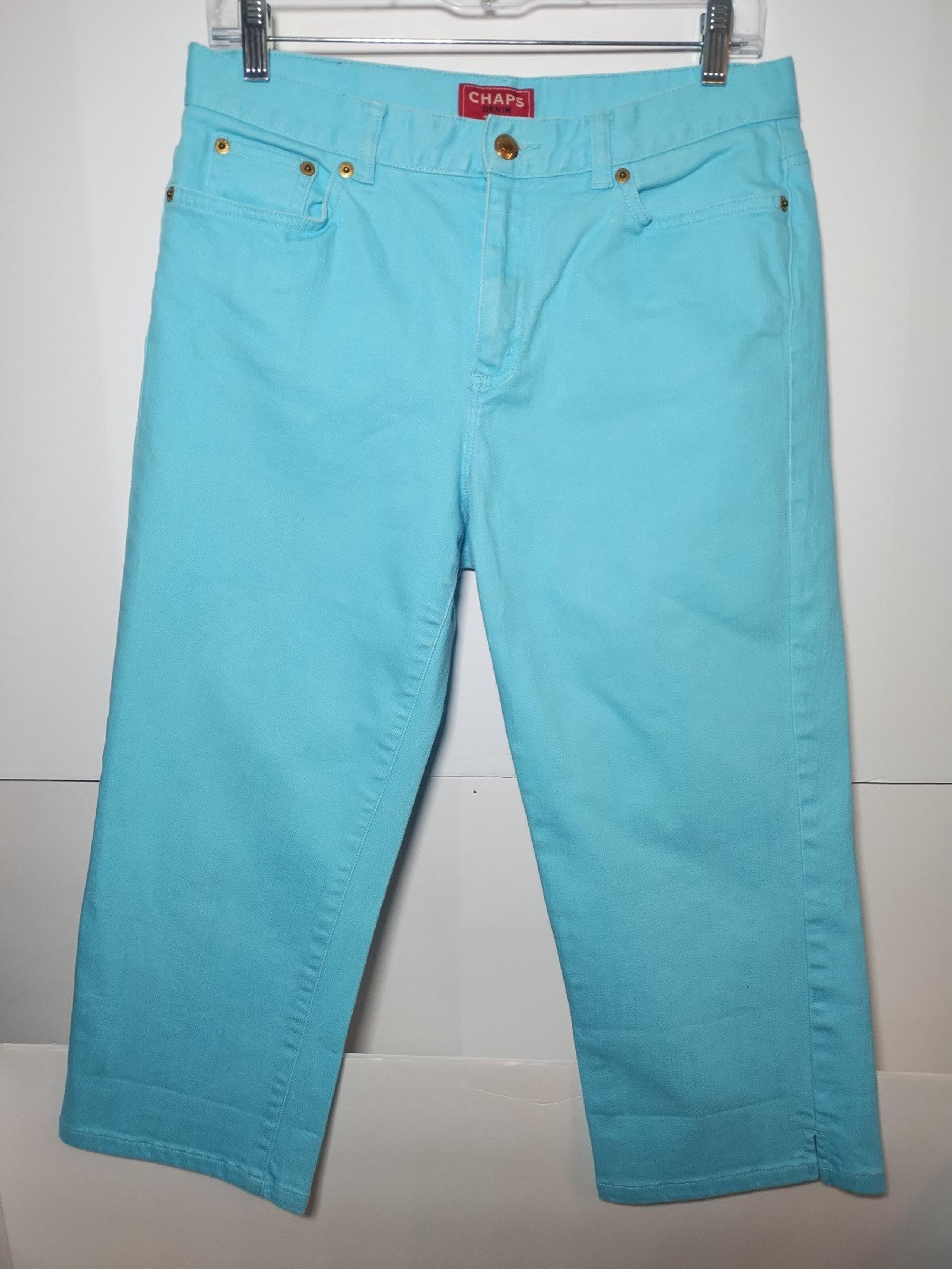Chaps Denim Capri Jeans Women's Size 6 Mid Rise Turquoise 30X21