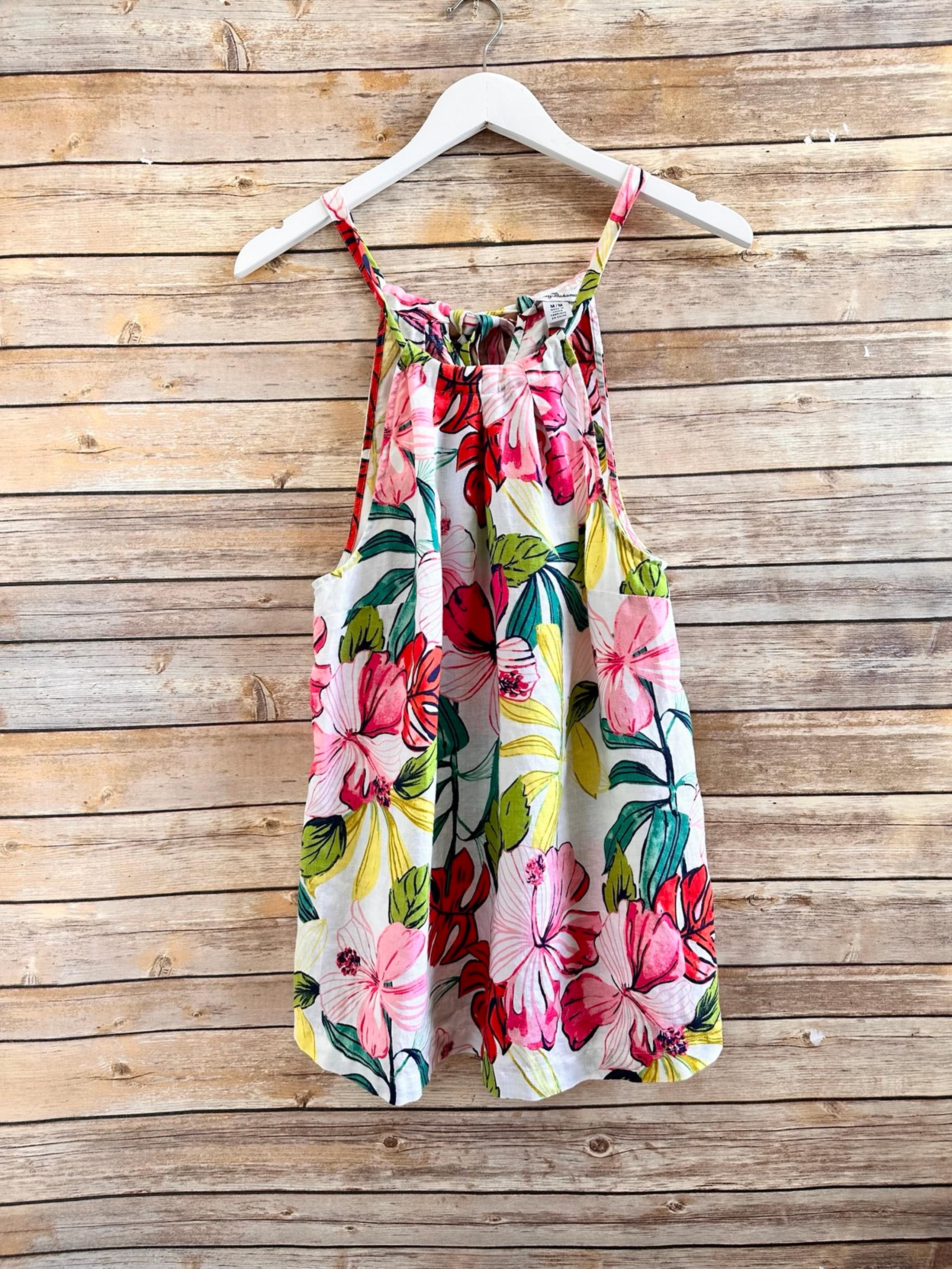 Tommy Bahama Top Women’s Size Medium Linen Floral Tropical Halter Tank