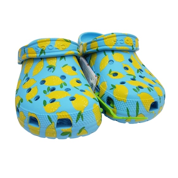 CROCS Women's Classic Fresh Fruits Lemon Printed Clog Size 8 Tinted Glass NWT