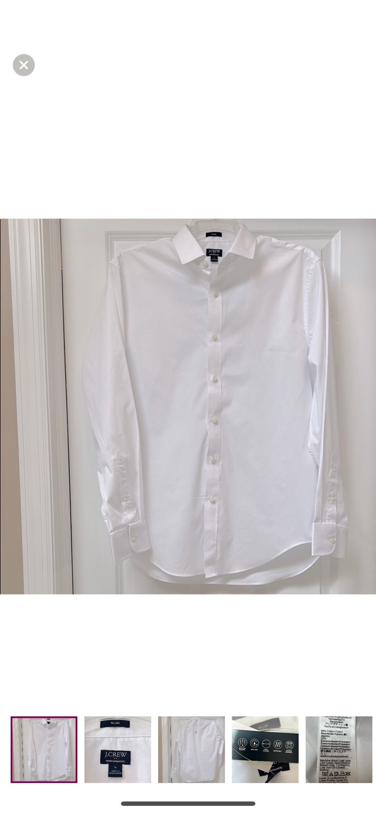 J. CREW NWT Slim Performance White Dress Shirt size L