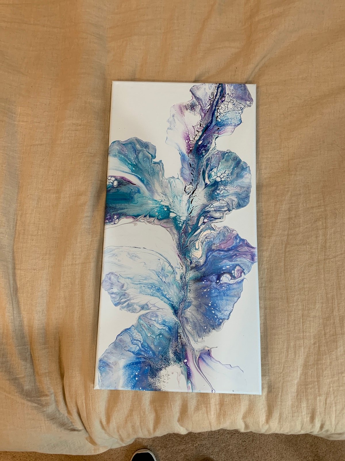 New, one of a kind original Dutch pour acrylic painting 10x20