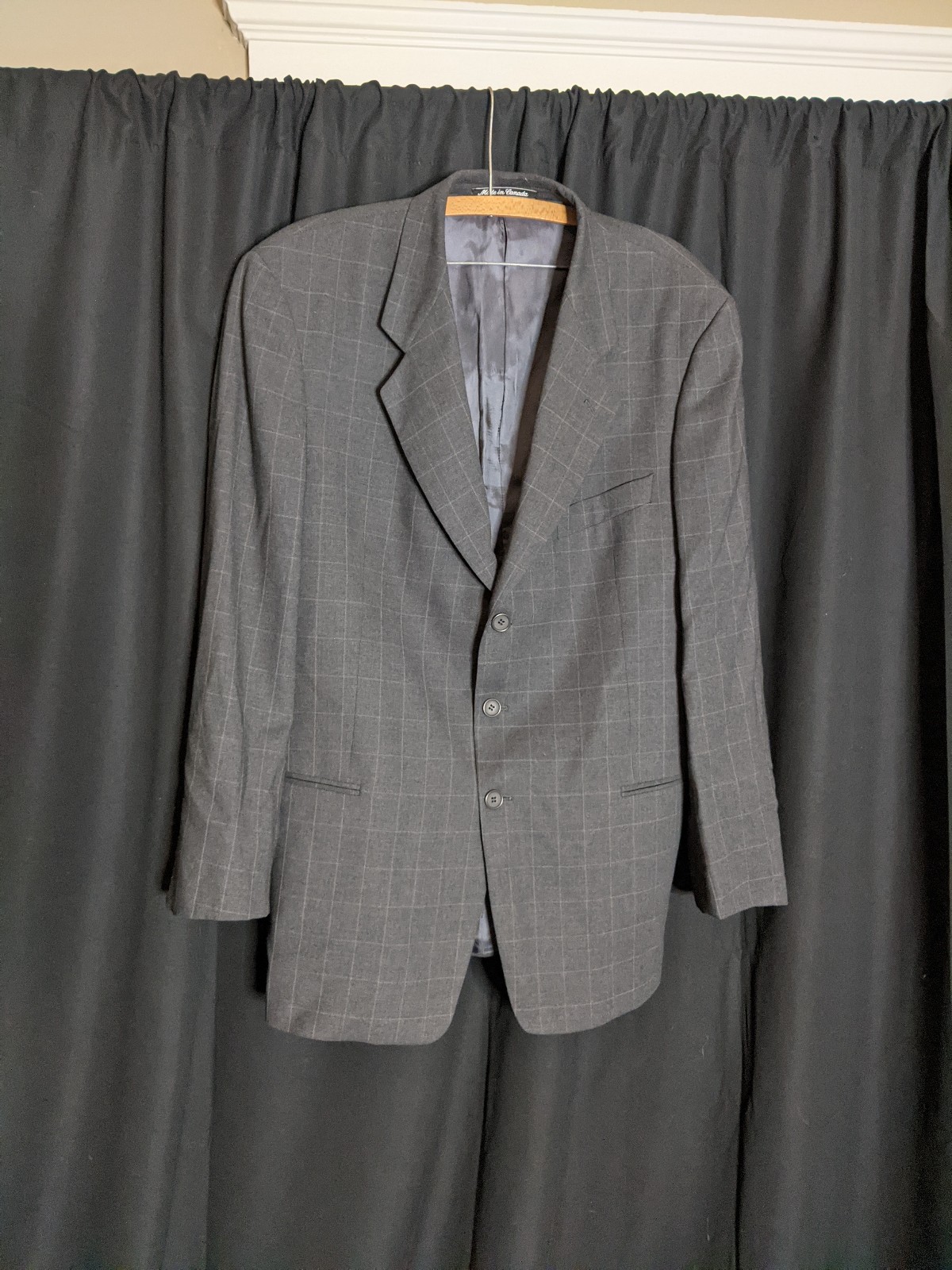 Armani gray check wool blazer jacket