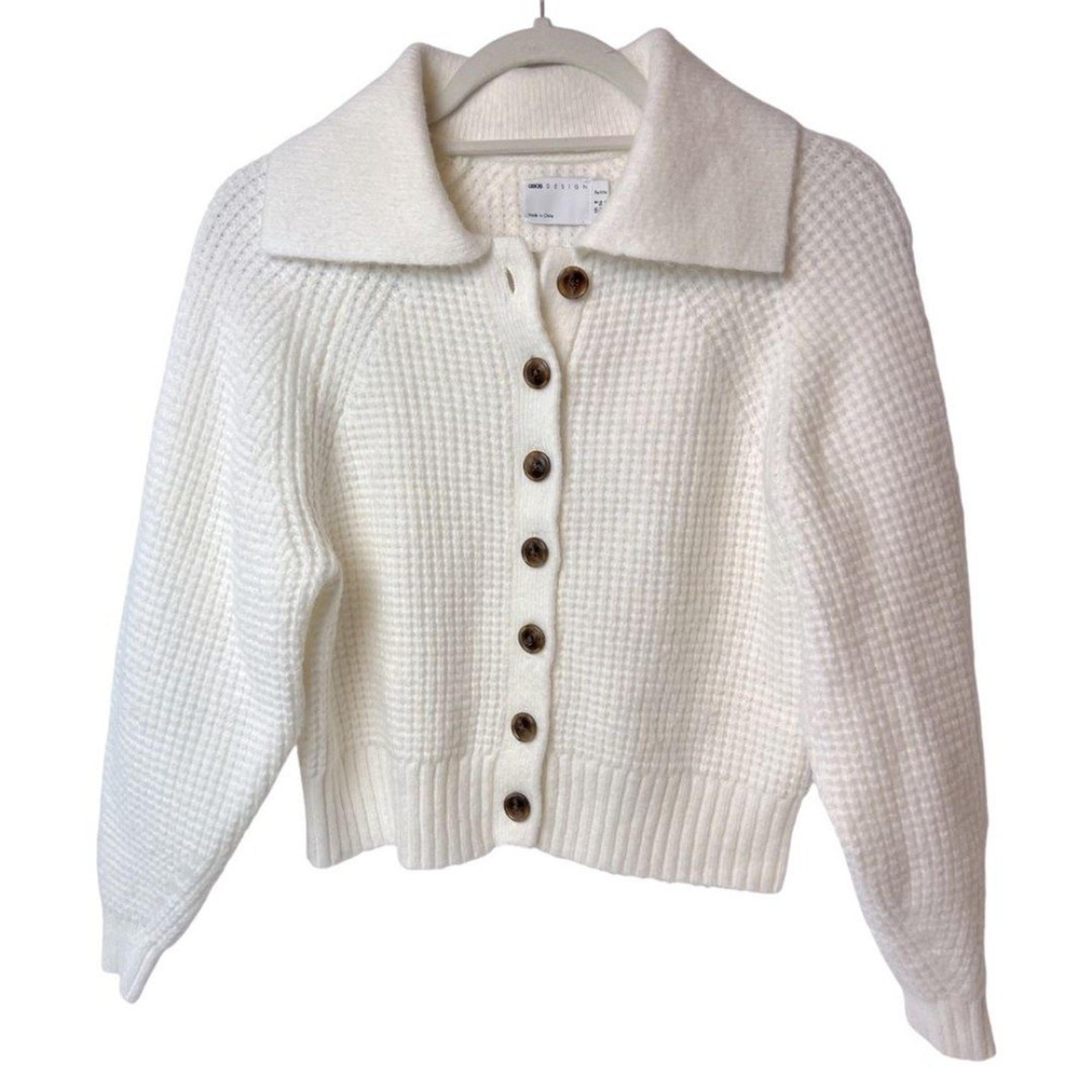 ASOS Collared Cardigan Sweater White Size 4