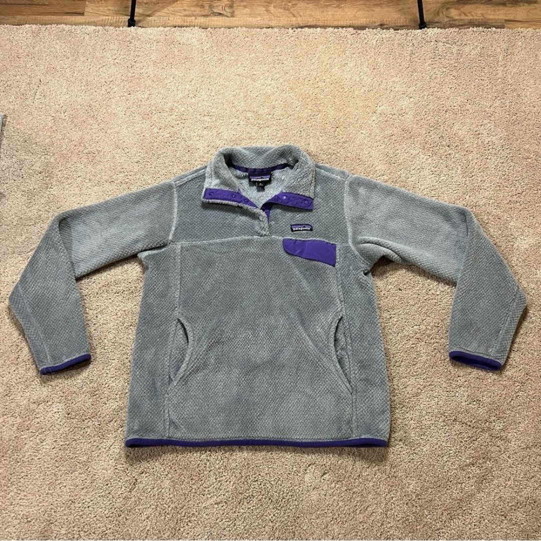 Patagonia Gray and Purple Fleece Pullover Size Medium