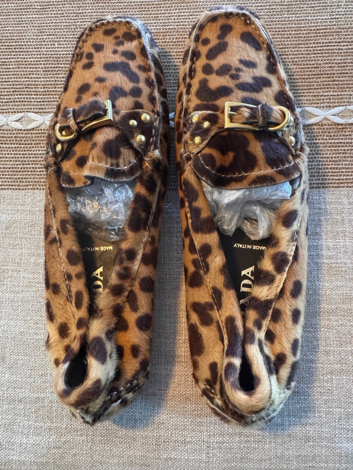 Prada Calf Hair Animal Print Loafers