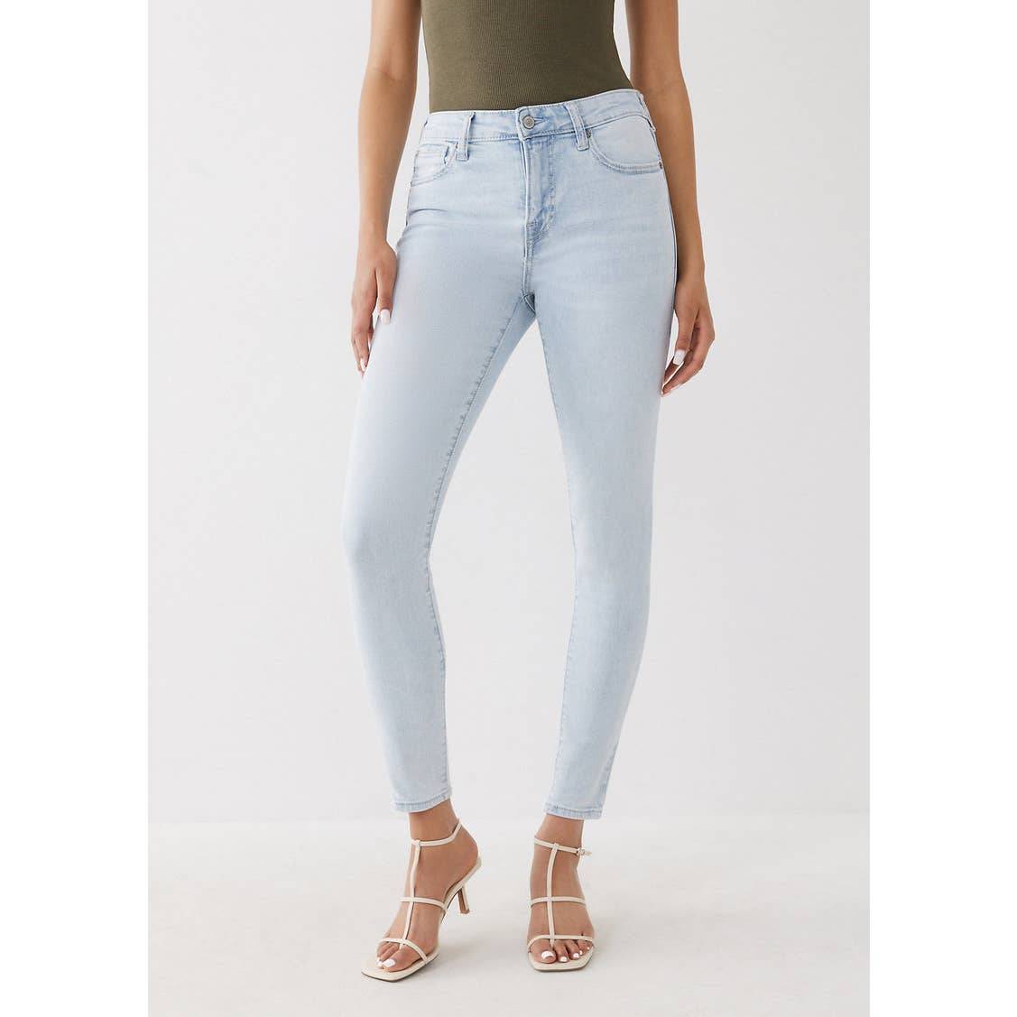 NWT TRUE RELIGION Jennie Curvy High Rise Skinny Light Blue Wash Jeans Size 24