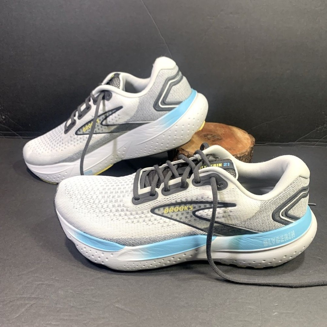 Brooks Glycerin 21 Men’s Running Walking Sneakers Grey Blue Shoe Size-11
