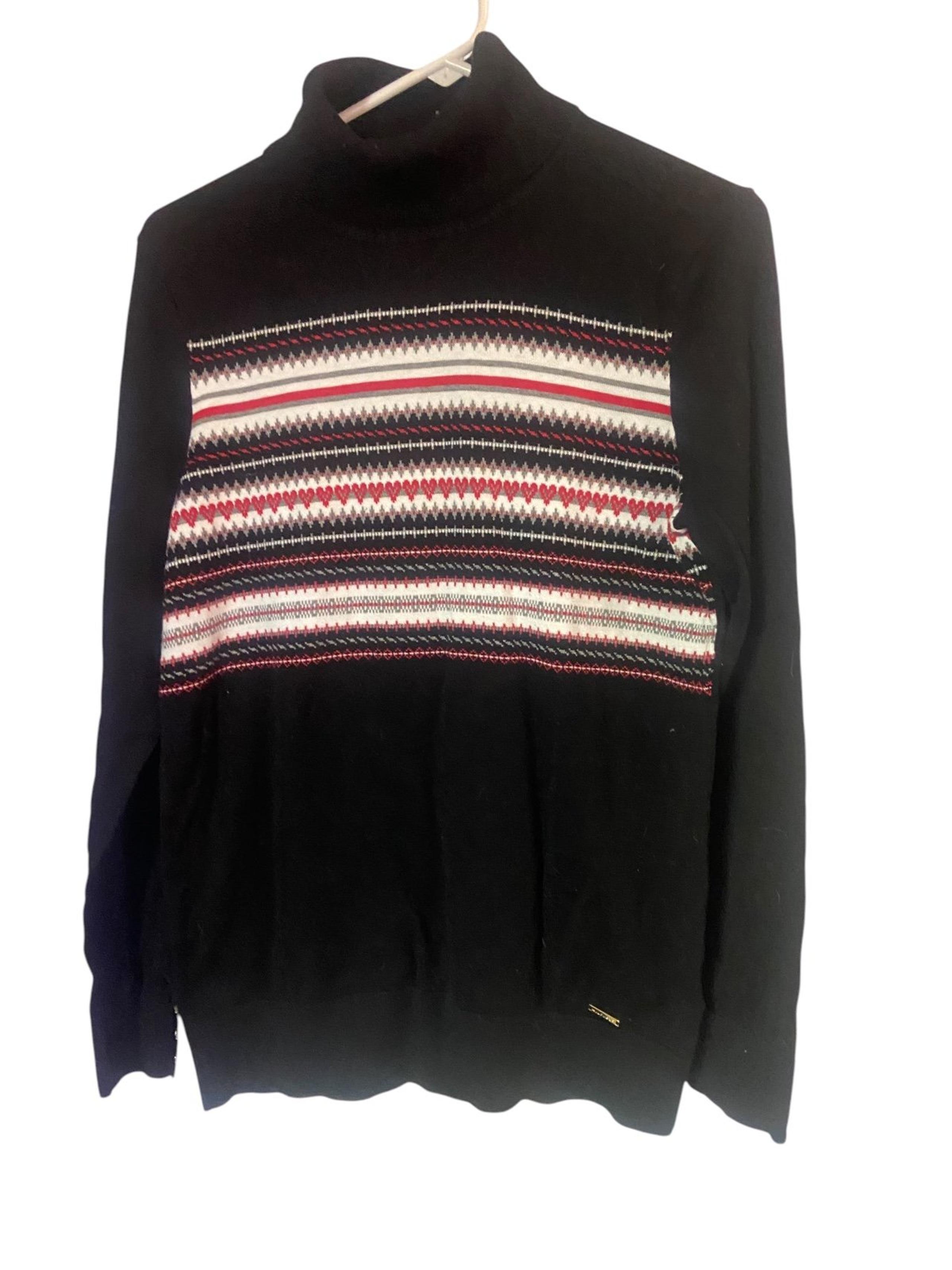 Tommy Hilfiger longsleeve pullover striped cotton Sweater large mock turtleneck