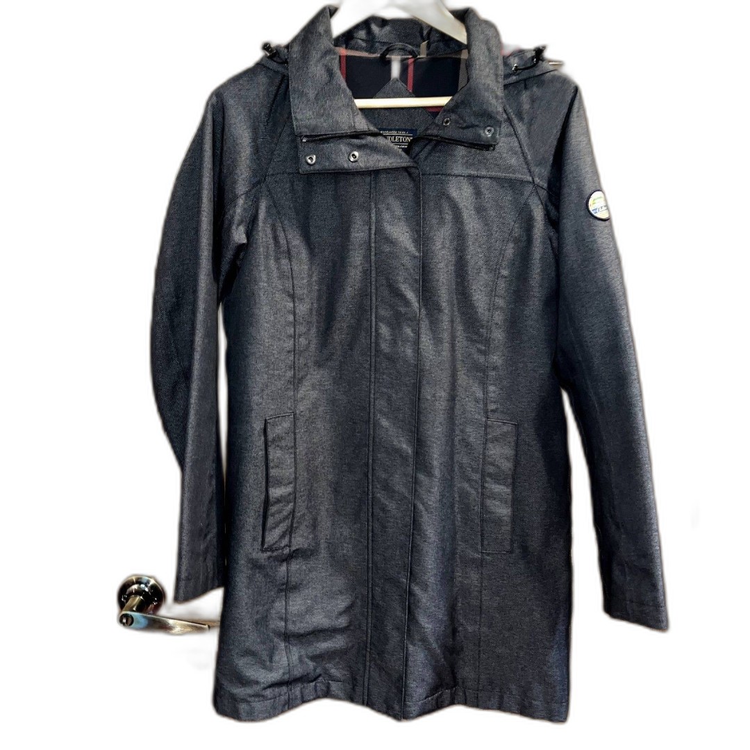 Pendleton Soft Shell Coat Long Lined Hooded Jacket Grey National Park Patch M