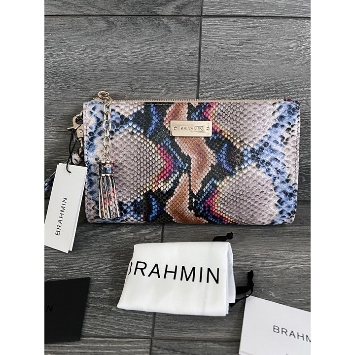 NWT Brahmin Millie Wristlet Multi Eliasson Genuine Leather Sold Out