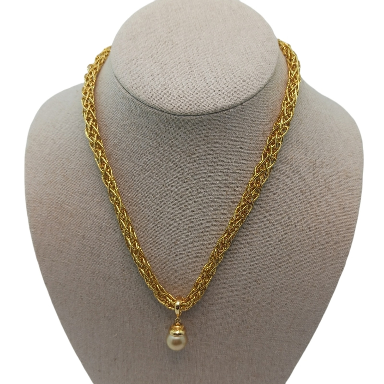 Vintage Necklace Gold Tone Pearl 925 Lightweight Beaded Traditional Nautical