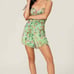 JAYGODFREY Floral Print Strapless Romper Sleeveless Green Pink Size 4 NWT
