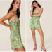 JAYGODFREY Floral Print Strapless Romper Sleeveless Green Pink Size 4 NWT