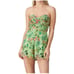 JAYGODFREY Floral Print Strapless Romper Sleeveless Green Pink Size 4 NWT