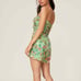 JAYGODFREY Floral Print Strapless Romper Sleeveless Green Pink Size 4 NWT