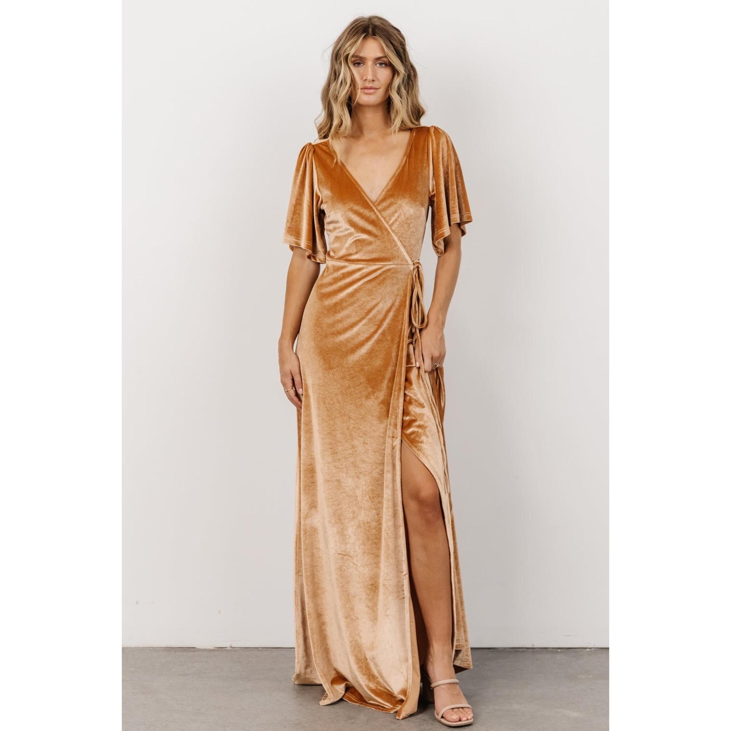 Baltic Born Meghan Velvet Wrap Maxi Dress Womens XS Formal Wedding Bridesmaid
