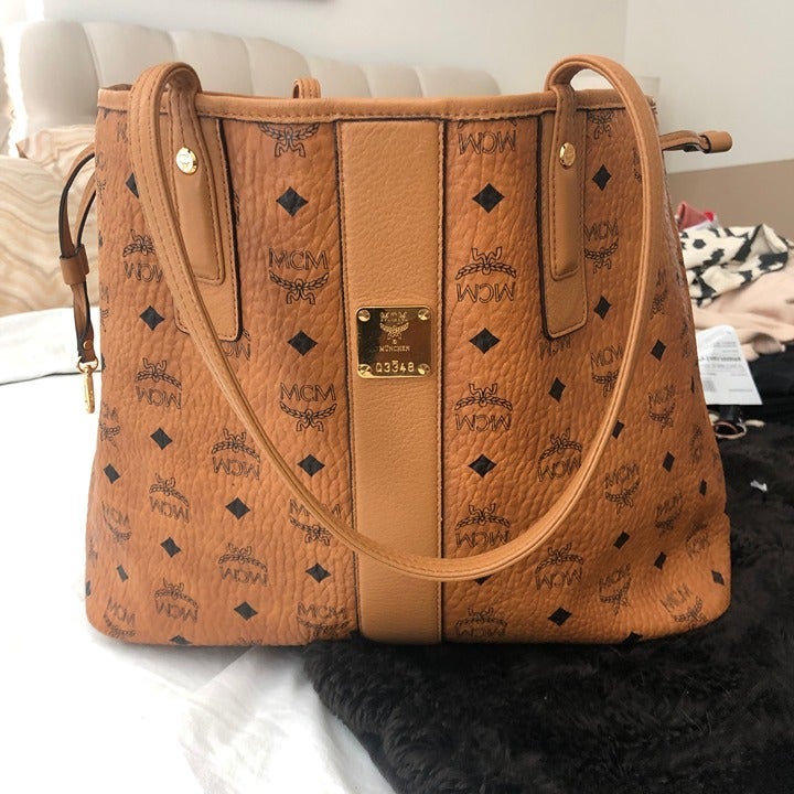 MCM Medium Reversible Liz Tote Shopper Cognac Without Pouch