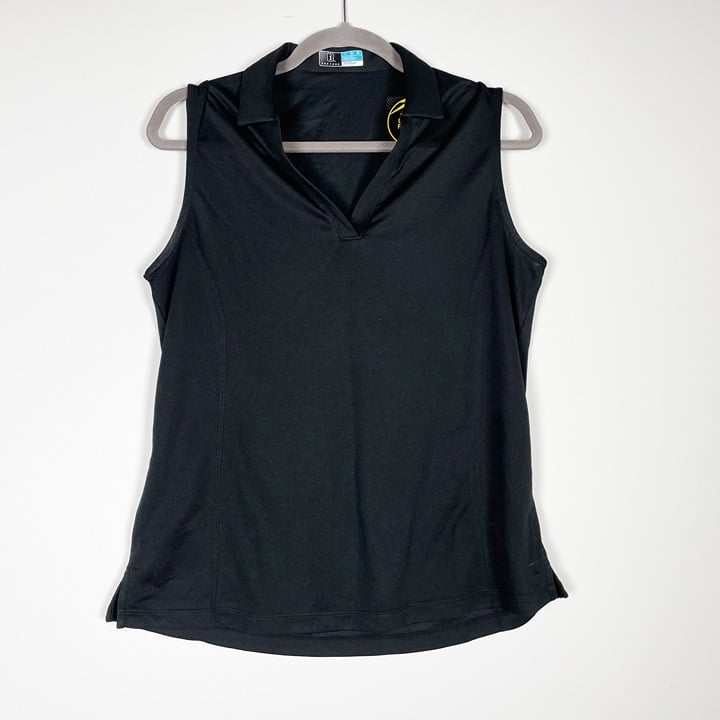 NEW PGA Tour Women's Airflux Collared Sleeveless Country Club Golf Polo Shirt L