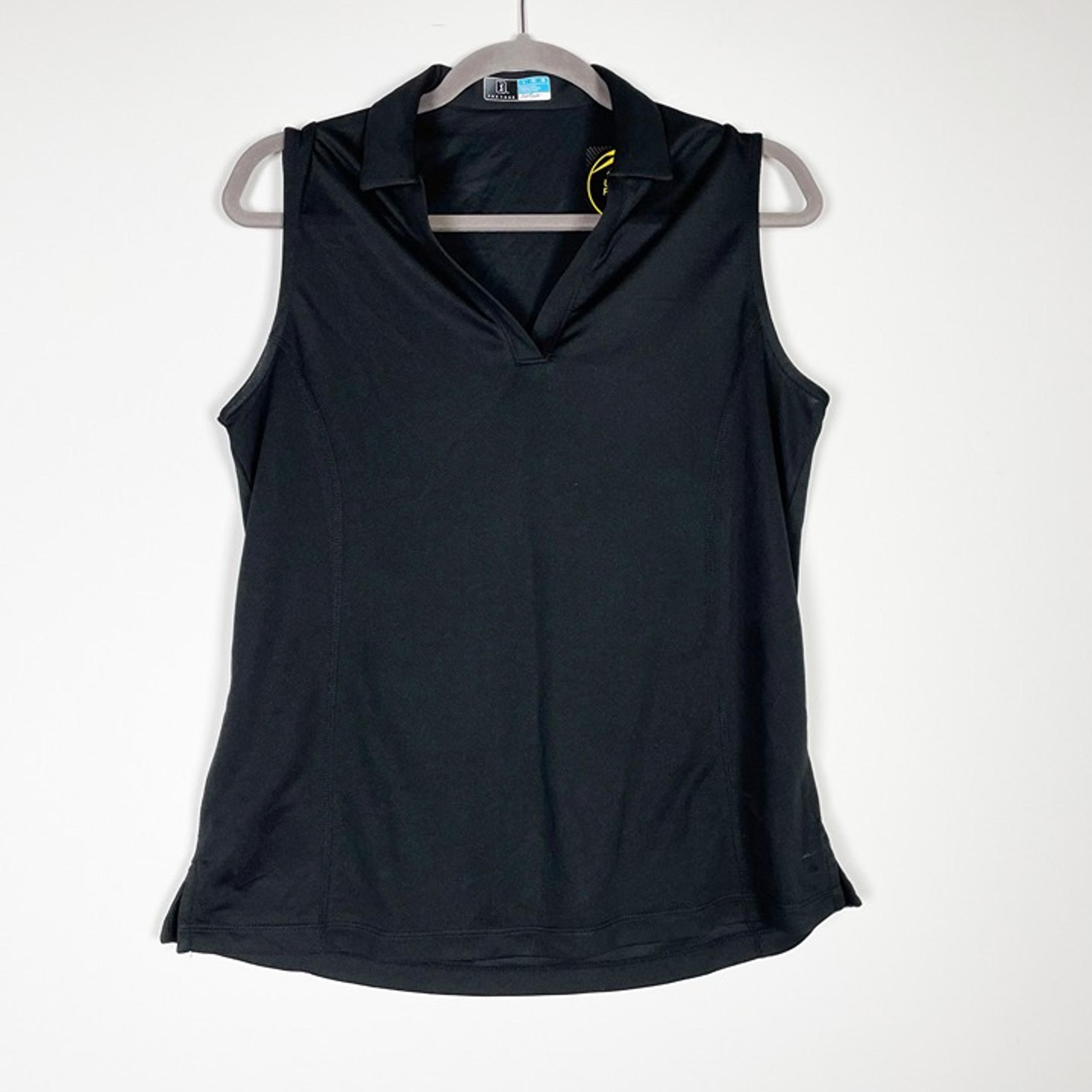 NEW PGA Tour Women's Airflux Collared Sleeveless Country Club Golf Polo Shirt L