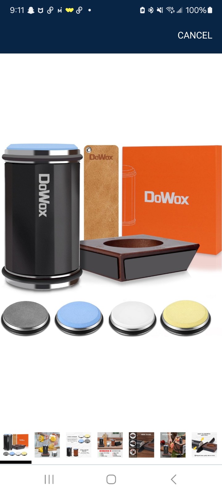 Dowox Longer Rolling Knife Sharpener with Leather Strop Upgraded Rolling
