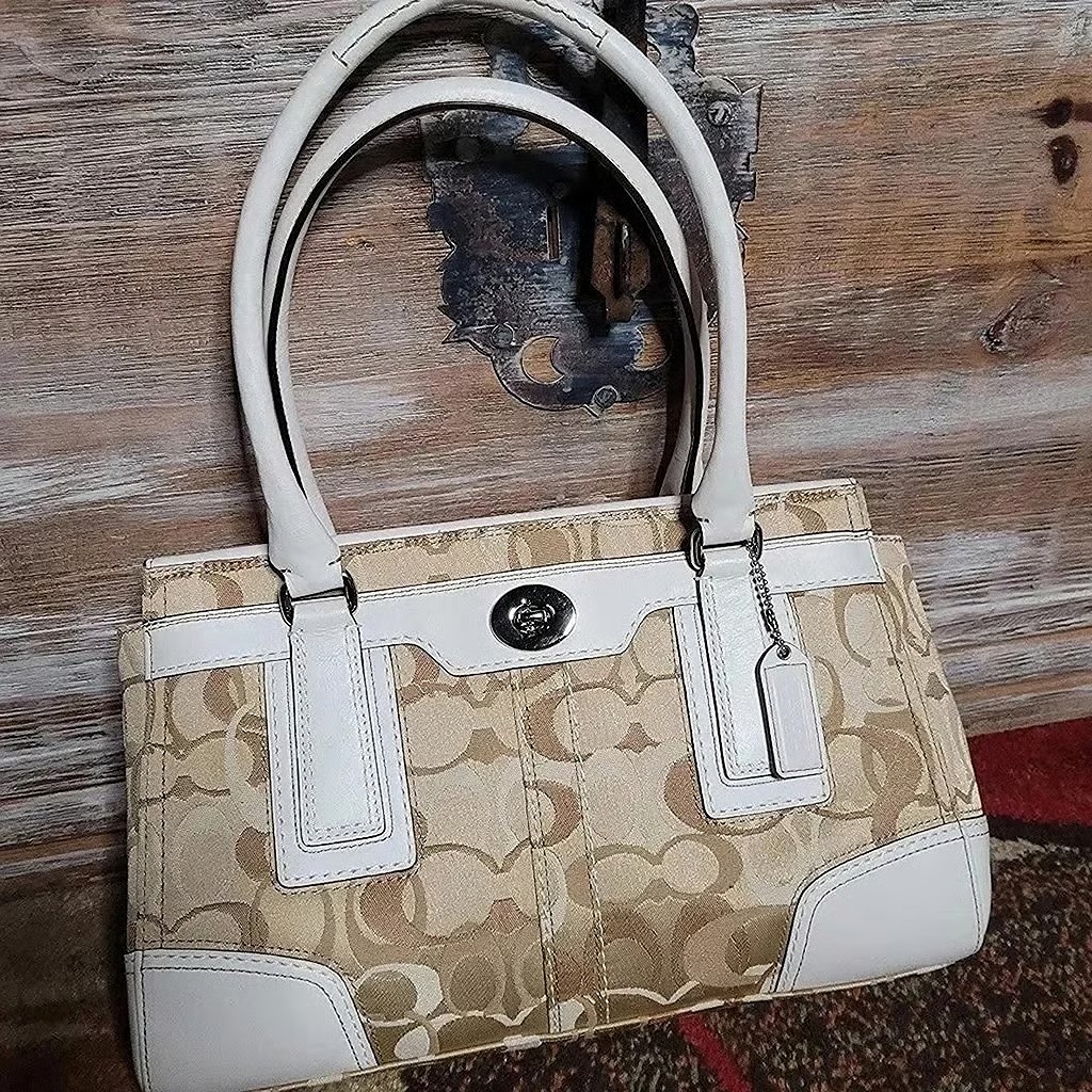 Coach Hampton Optic Signature Carryall Purse F11818