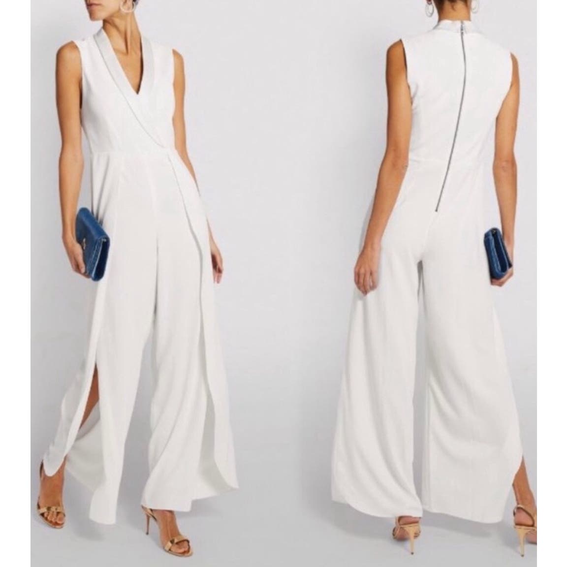 Alice & Olivia White Bebe Open-Leg Jumpsuit Sz 6