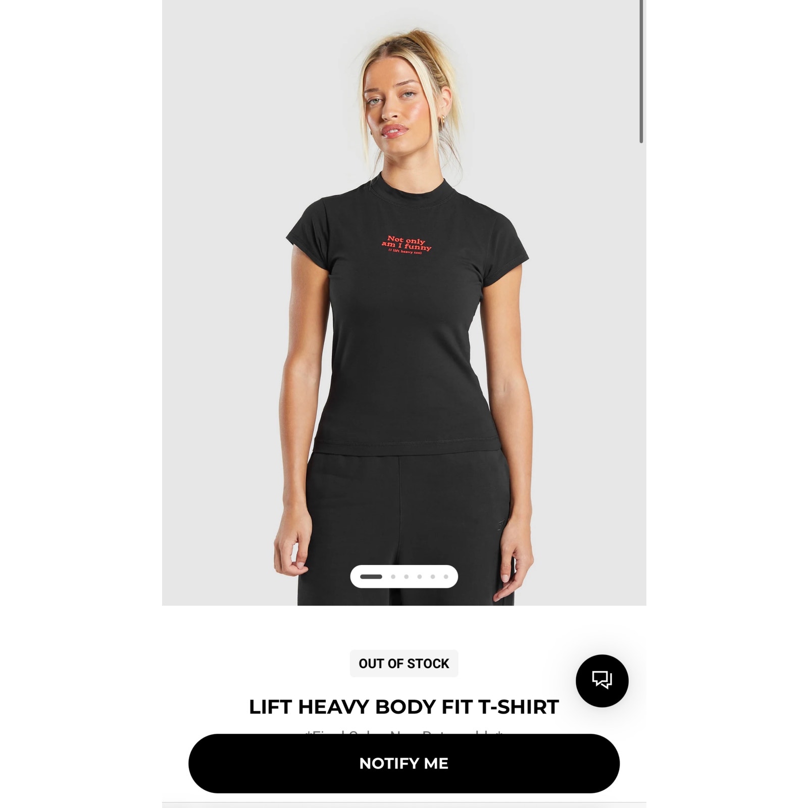 Gymshark Body Fit Tee Shirt Not Only Am I Funny I Lift Heavy Too Size M