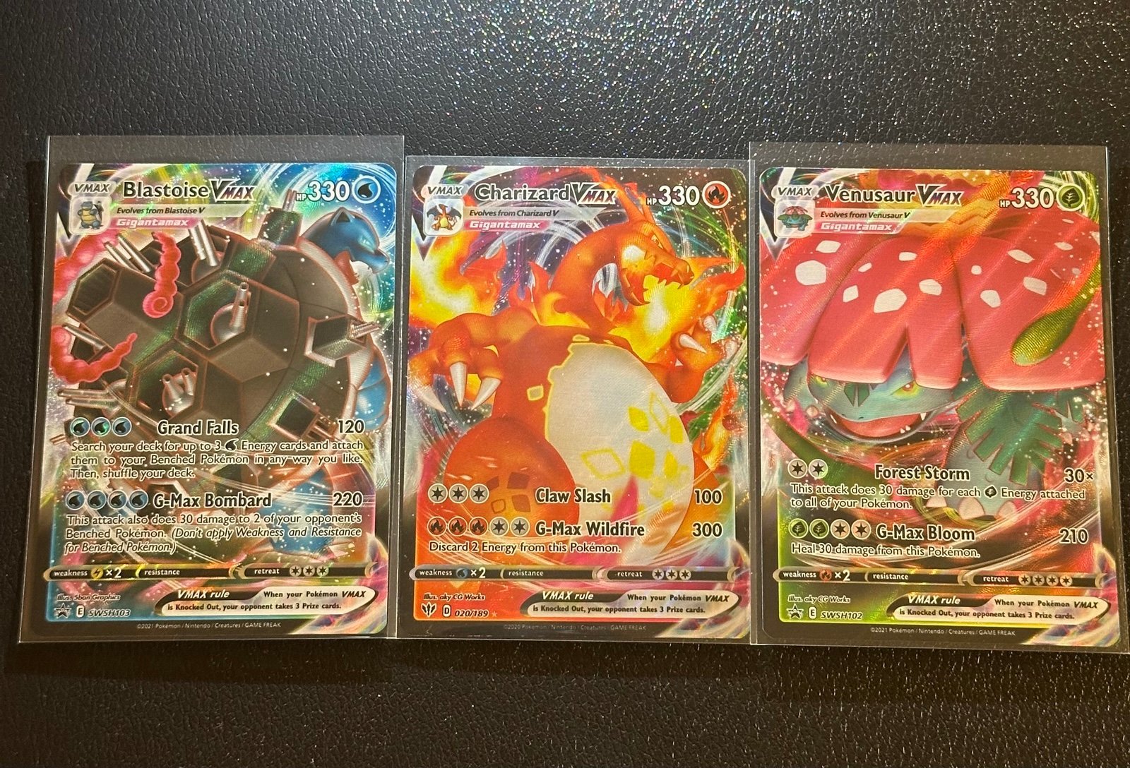 Pokemon VMAX Charizard, Blastoise, And Venusaur Cards!