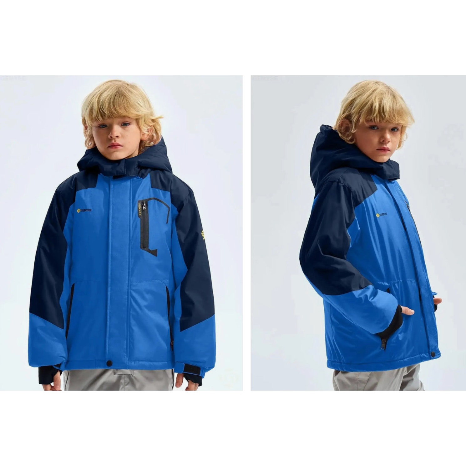 Gemyse Boys Waterproof Ski Snow Jacket Hooded Size Large 10-12 Blue New Fleece