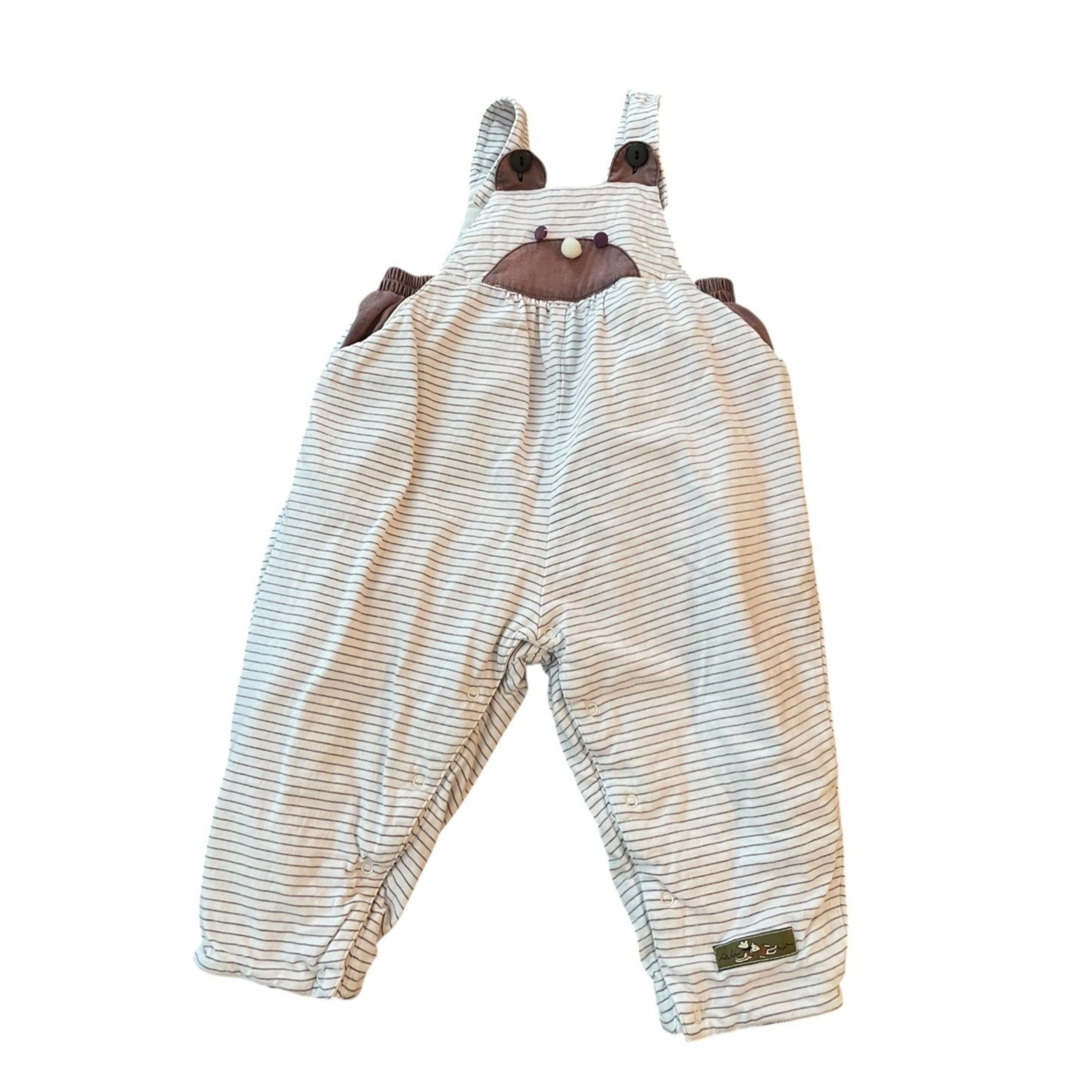 Babymini Par Catimini Quilted Overalls Baby 18m Unisex Strip One Piece Romper