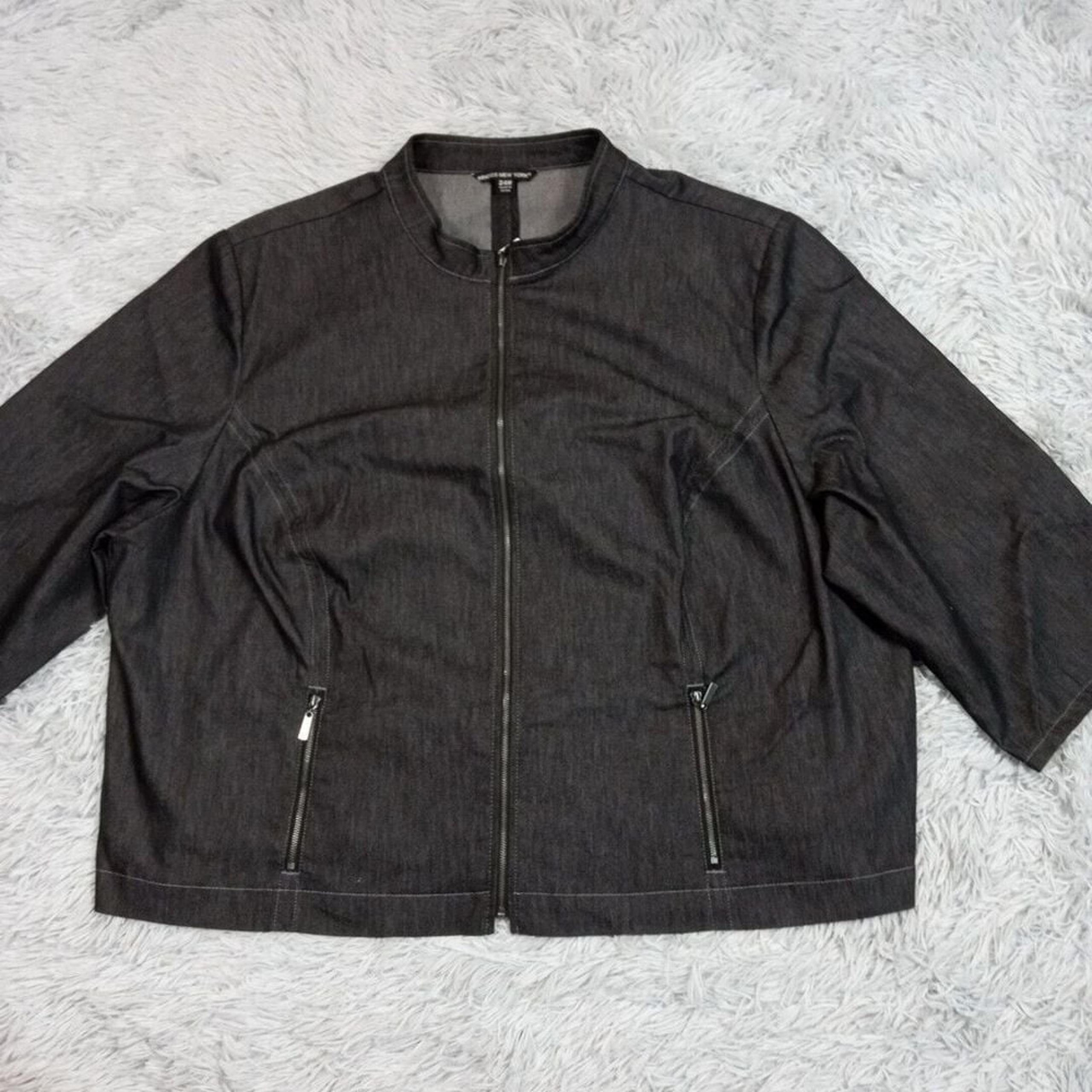 Briggs New York Jacket Blazer Womens Plus 24W Gray Zip Up Pockets Top Career