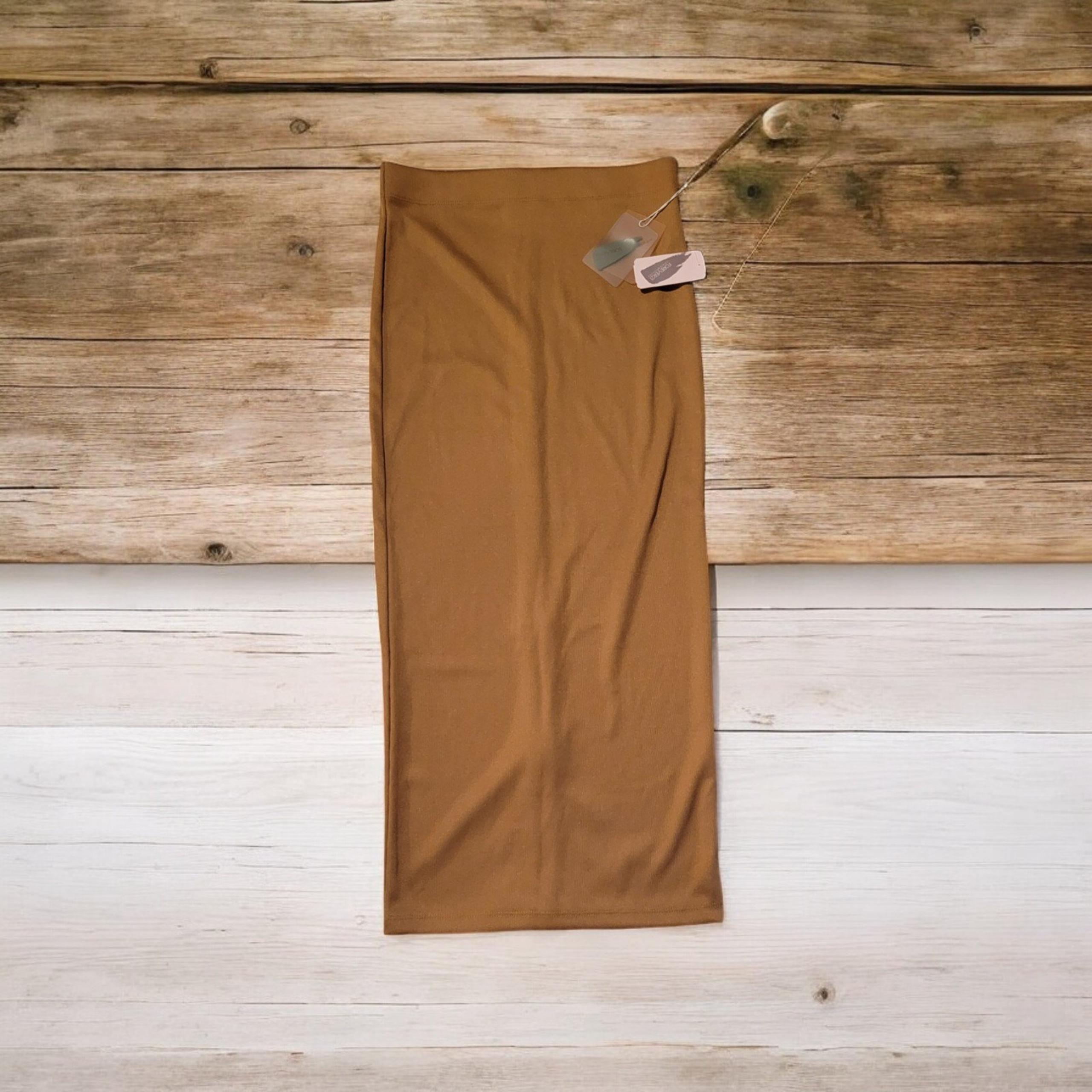 Women's caramel brown Forever 21 size XS midi skirt NWT