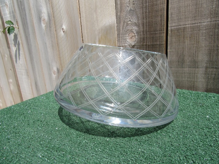 Bohemia Czech Republic Etched Angled Punch Bowl Lead Crystal 24%