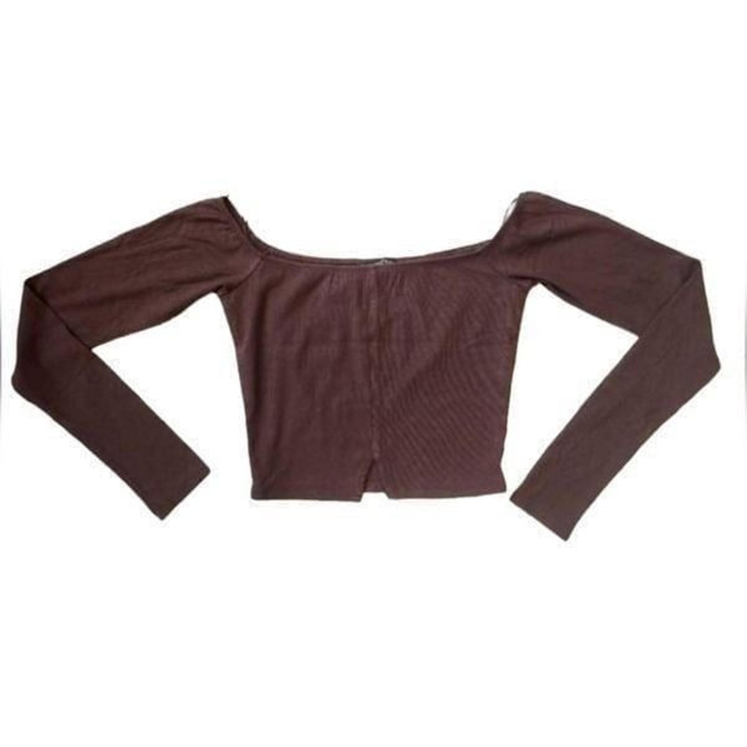 NWOT Naked Wardrobe XL Brown Long Sleeve Ribbed Crop Top