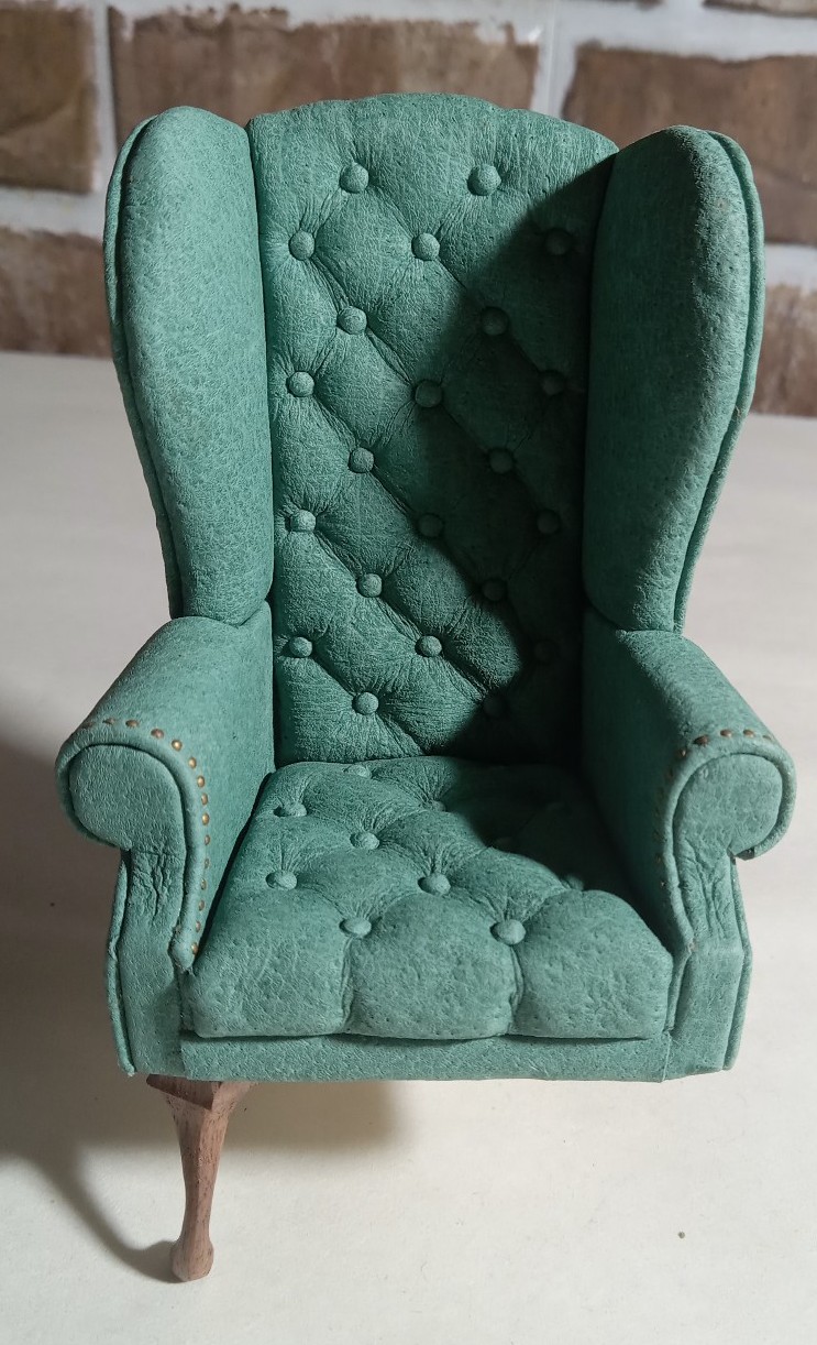 Vintage 1990 Judy Beals Signed High Back Wing Chair ( Needs Repair,Missing LEG)