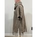 Autumn Cashmere Turtleneck Fringed Cowl Multi Stitch Poncho Taupe - O/S