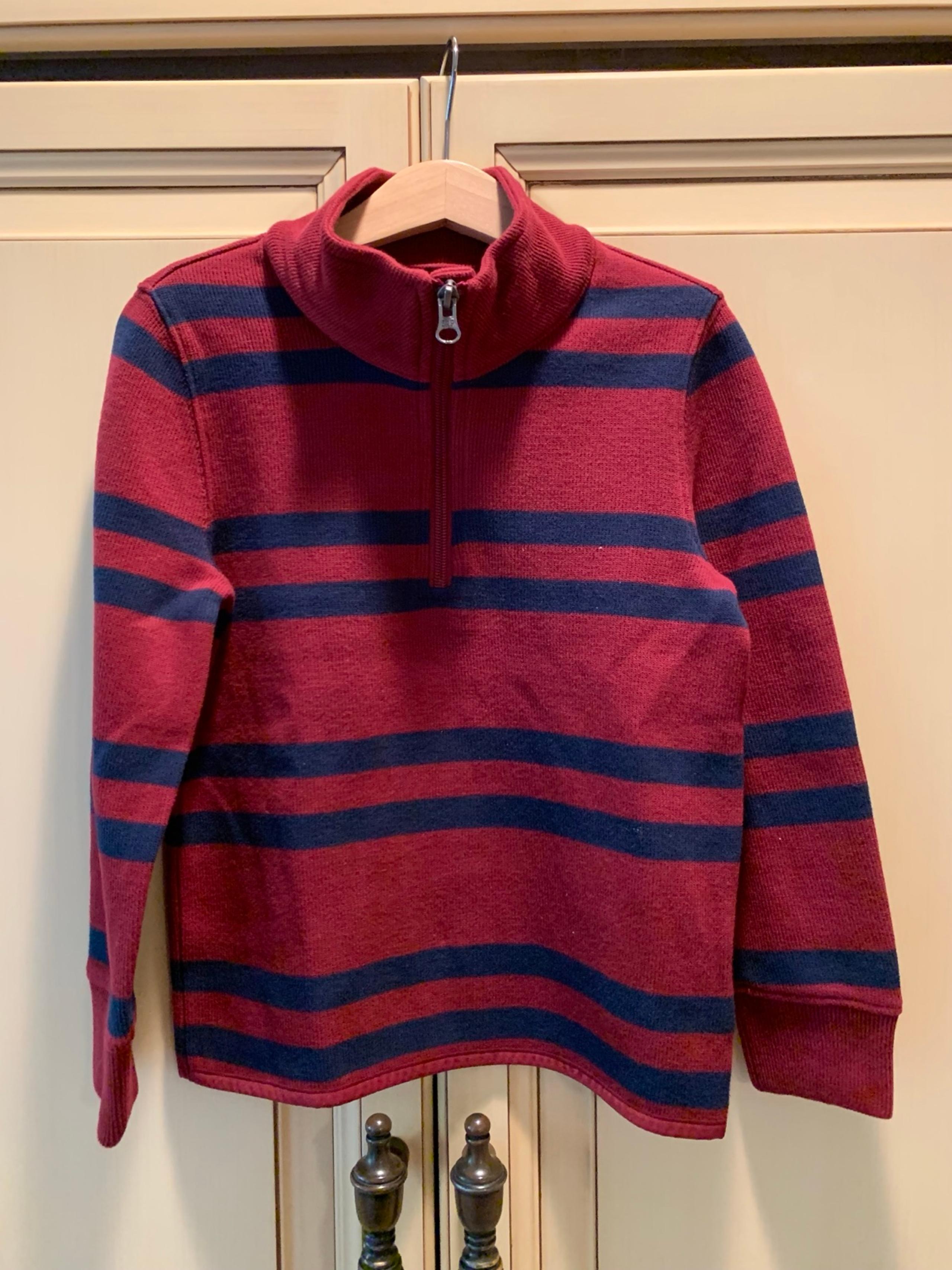New Gap Kids Boys Size XS (4-5) Red Stripe Half Zip Sweater Long Sleeve Shirt