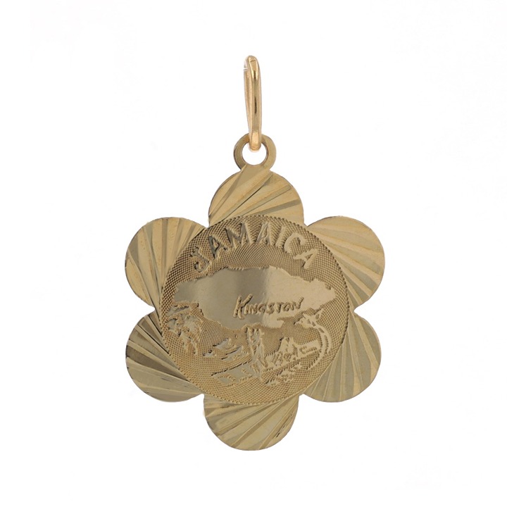 Yellow Gold Kingston, Jamaica Charm - 14k Caribbean Souvenir Pendant LX2144