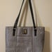 Dooney & Bourke Ostrich Collection Charleston Tote Gray Black Leather Zip Top
