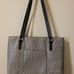 Dooney & Bourke Ostrich Collection Charleston Tote Gray Black Leather Zip Top