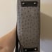 Dooney & Bourke Ostrich Collection Charleston Tote Gray Black Leather Zip Top