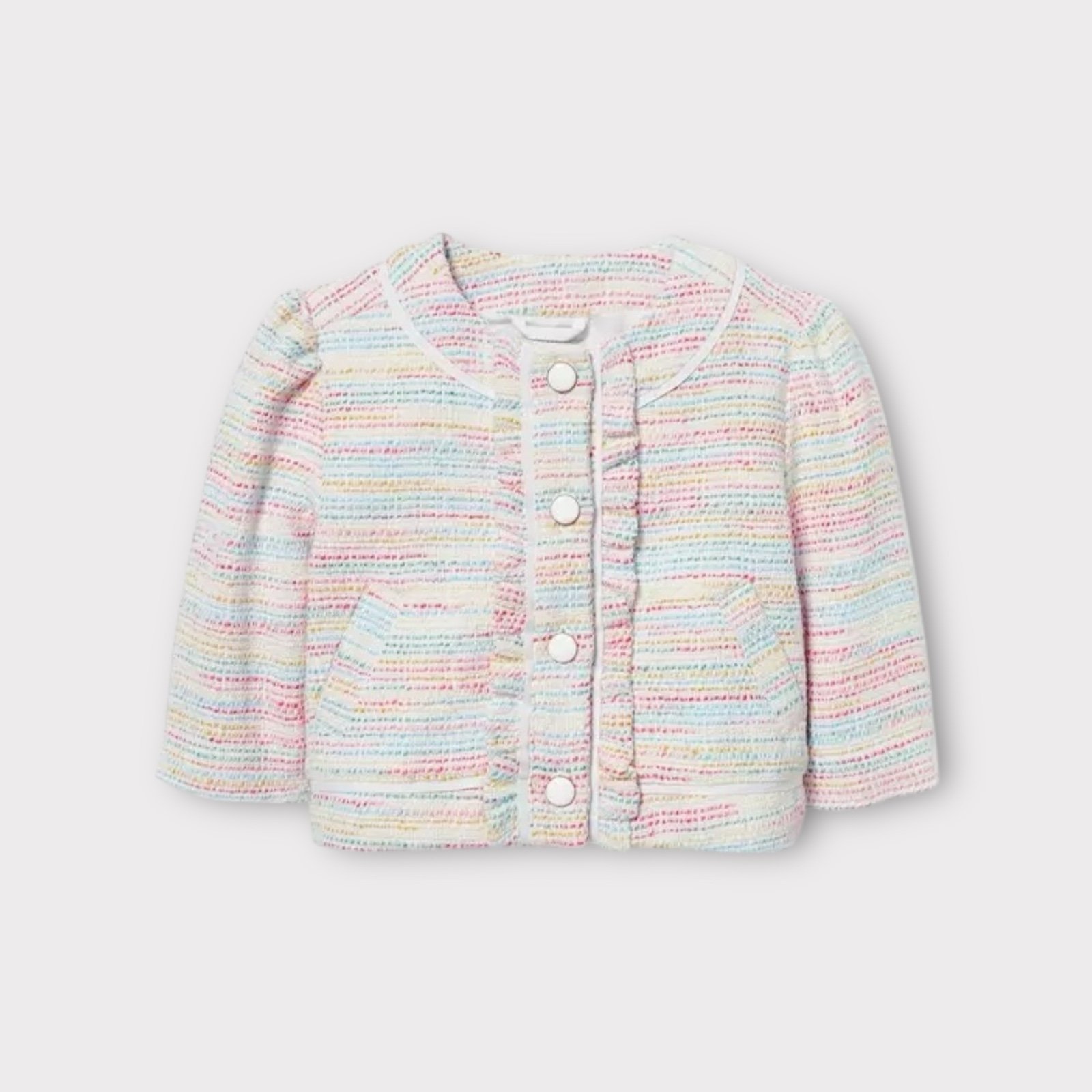 Janie and Jack Boucle Pastel Ruffle Front Jacket
