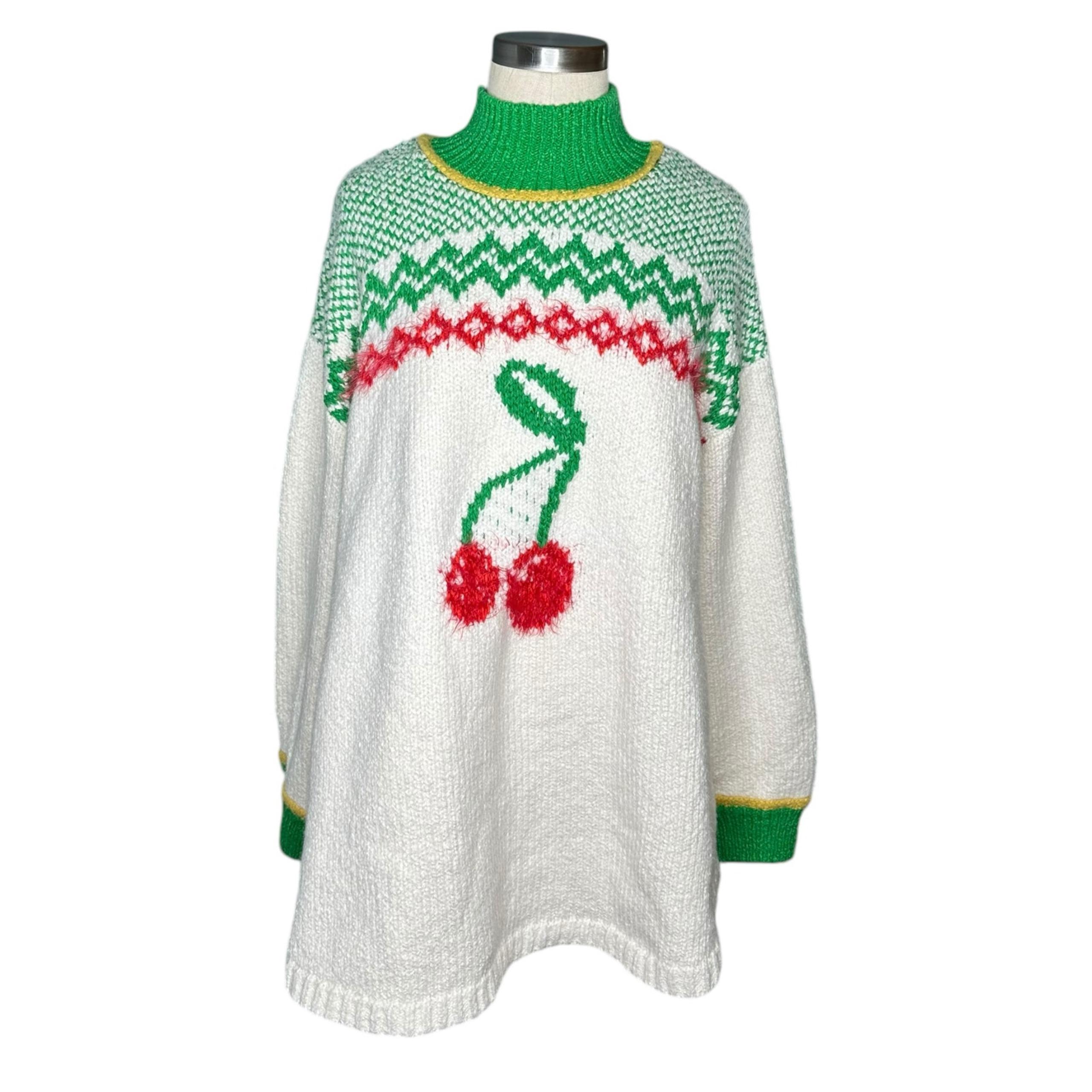 FREE PEOPLE Cherry Heart Mini Mock Neck Sweater Dress Women's Size Small NWT