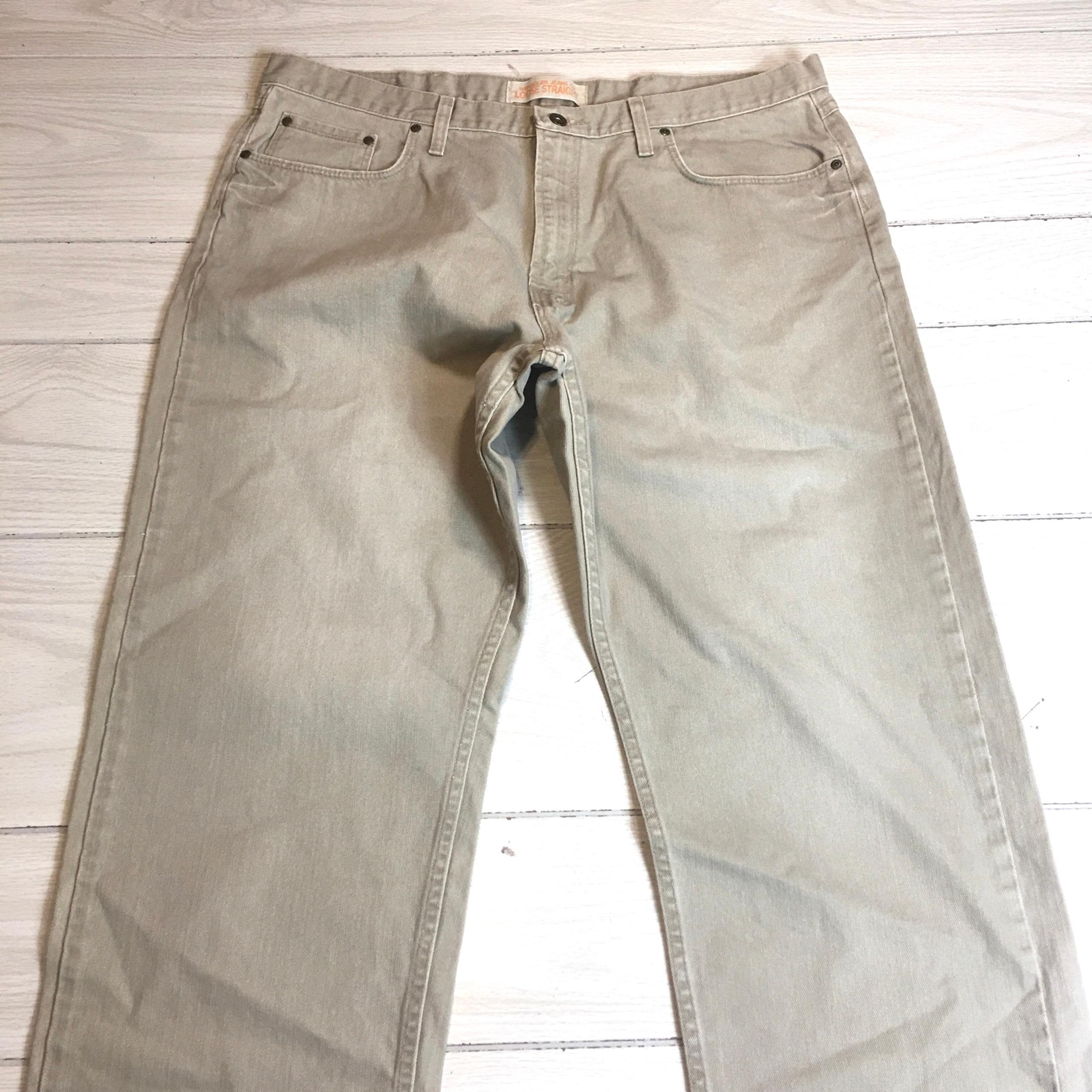 Wrangler Mens Beige Loose Straight Fit Denim Jeans 40/30