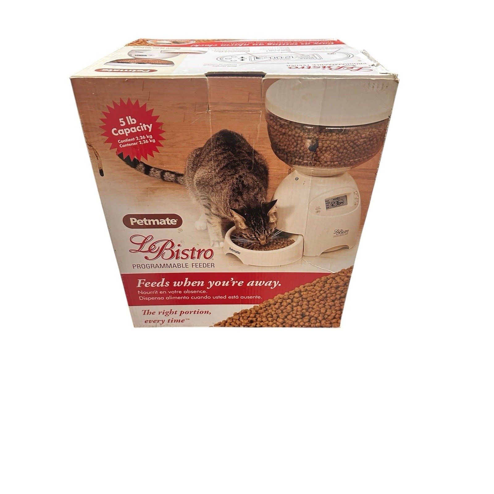 Petmate Le Bistro Automatic Electronic Pet Feeder Holds 5 Lbs Of Food NEW